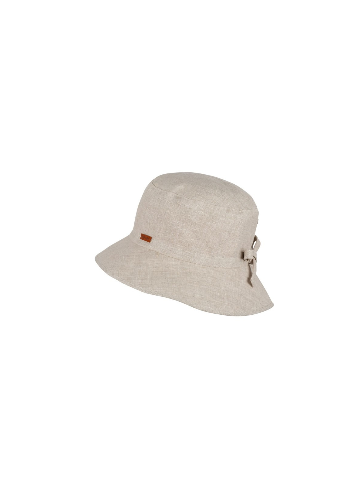 chapeau nature en lin à bord large noeud sur l'arrière