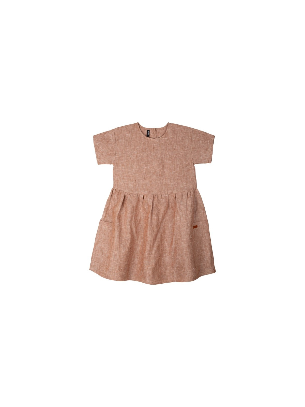 robe enfant manches courtes en lin couleur caramel