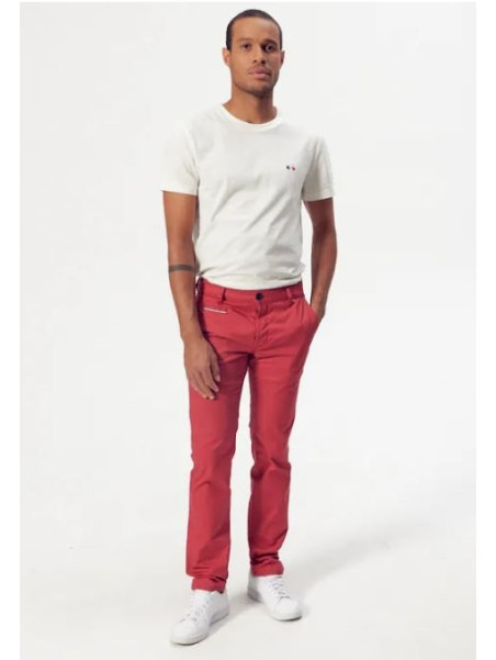 pantalon chino homme coupe droite rouge