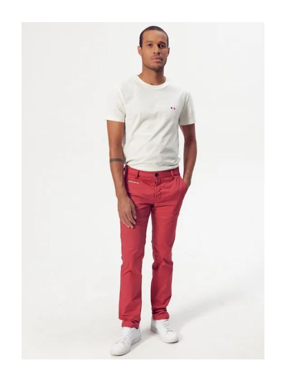 pantalon chino homme coupe droite rouge