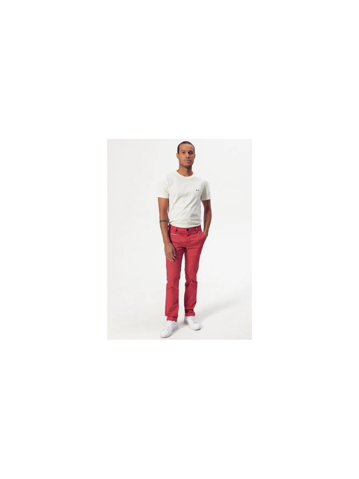pantalon chino homme coupe droite rouge