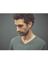 tee-shirt homme col V gris titan