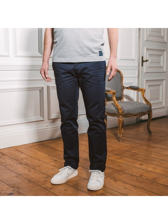 Chino "Léon" 100% coton bio marine