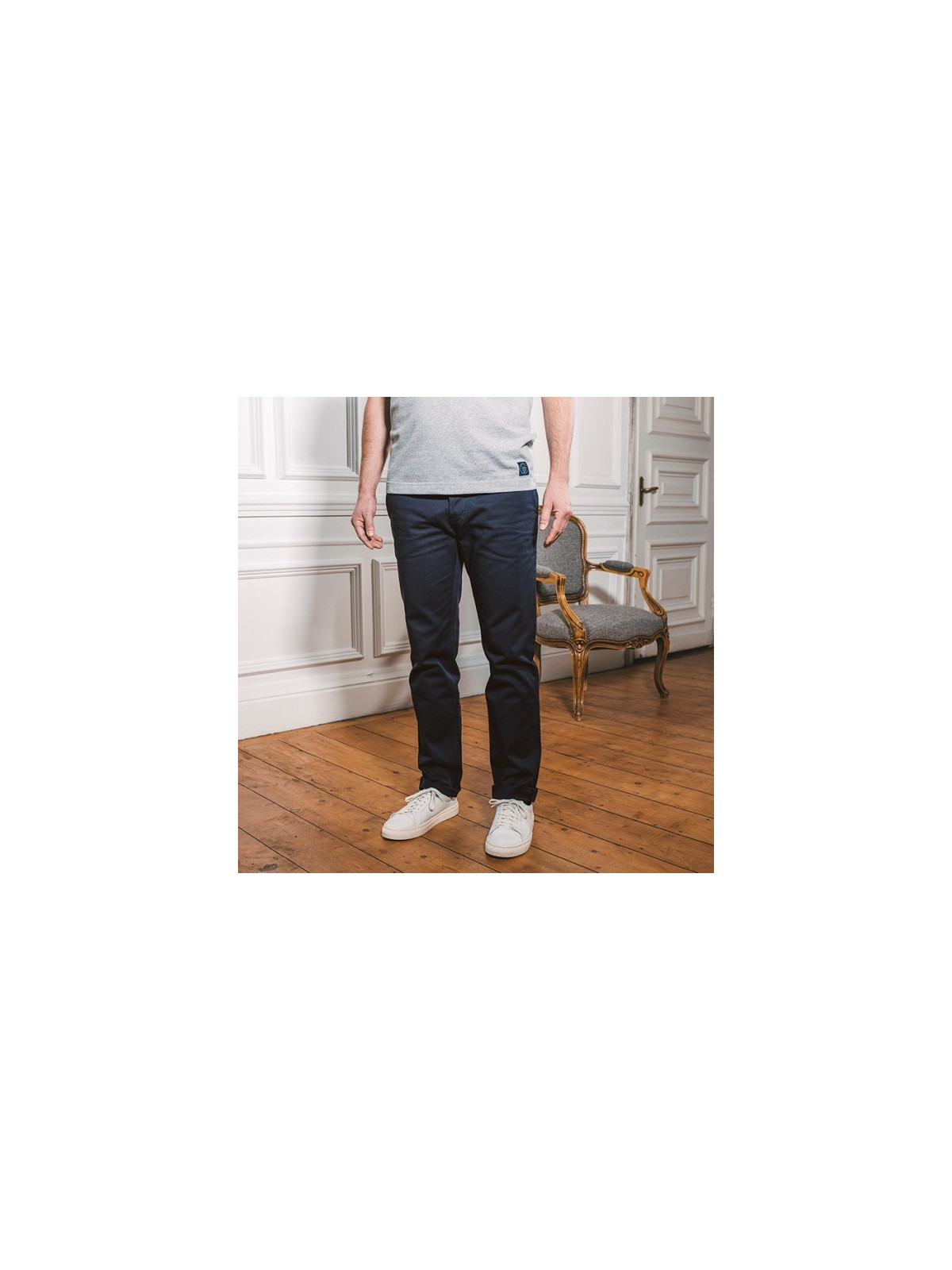Chino "Léon" 100% coton bio marine