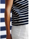 polo manches courtes femme rayé écru et marine