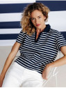 polo manches courtes femme rayé écru et marine