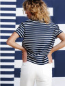 polo manches courtes femme rayé écru et marine