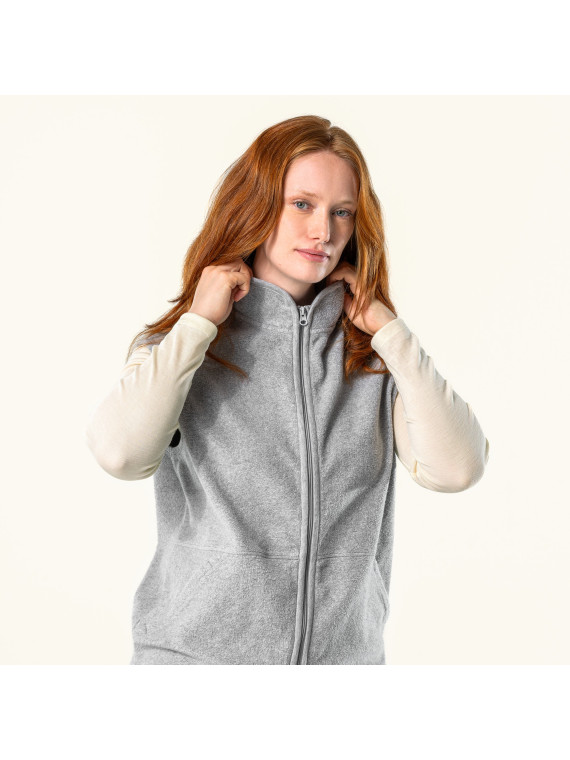 gilet sans manche zippé gris clair