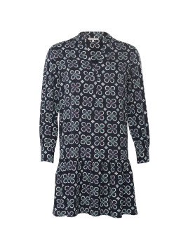 robe femme courte motifs fleurs sur fond marine