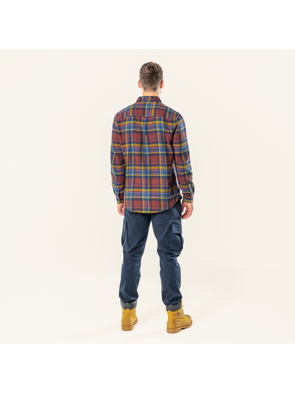 chemise de flanelle à carreaux bordeaux et bleu