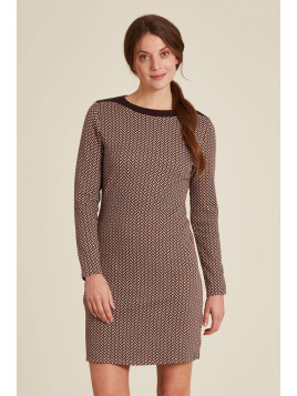 robe col bateau longueur genou motifs vintage