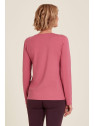 tee-shirt femme manches longues col V rose