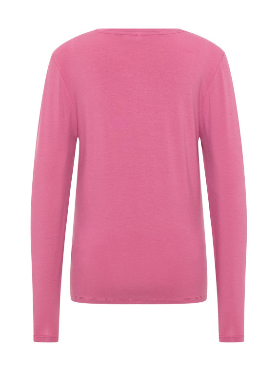 tee-shirt femme manches longues col V rose dos
