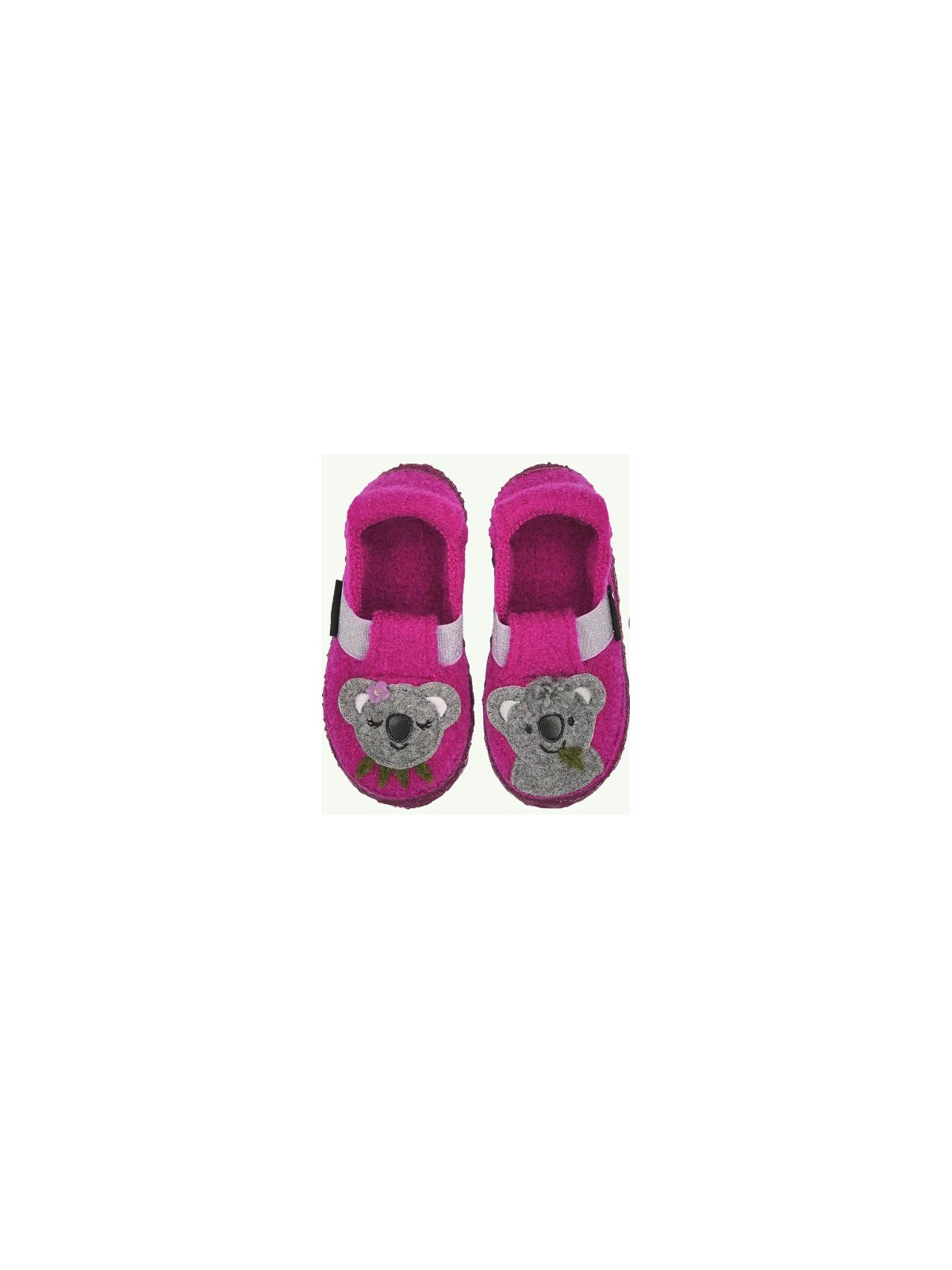 chaussons enfants fuschia avec décor koala sur le dessus