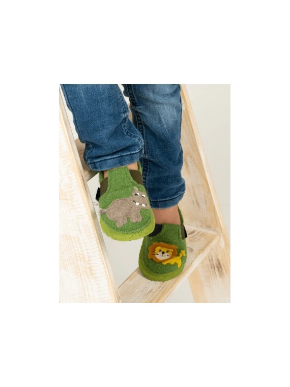 Chaussons pour Enfant en Pure Laine, Motifs Jungle - Nanga