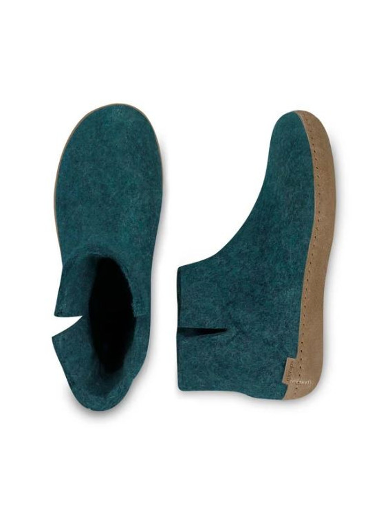 chaussons bottines bleu pétrole