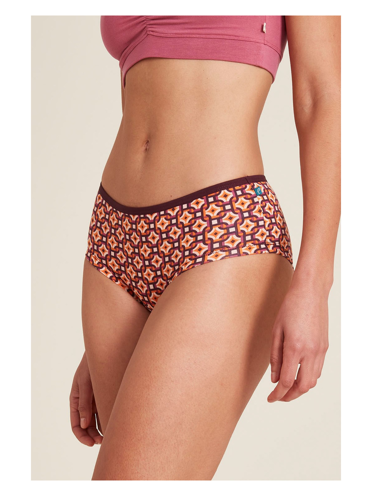 panty femme imprimés vintages oranges et bordeaux