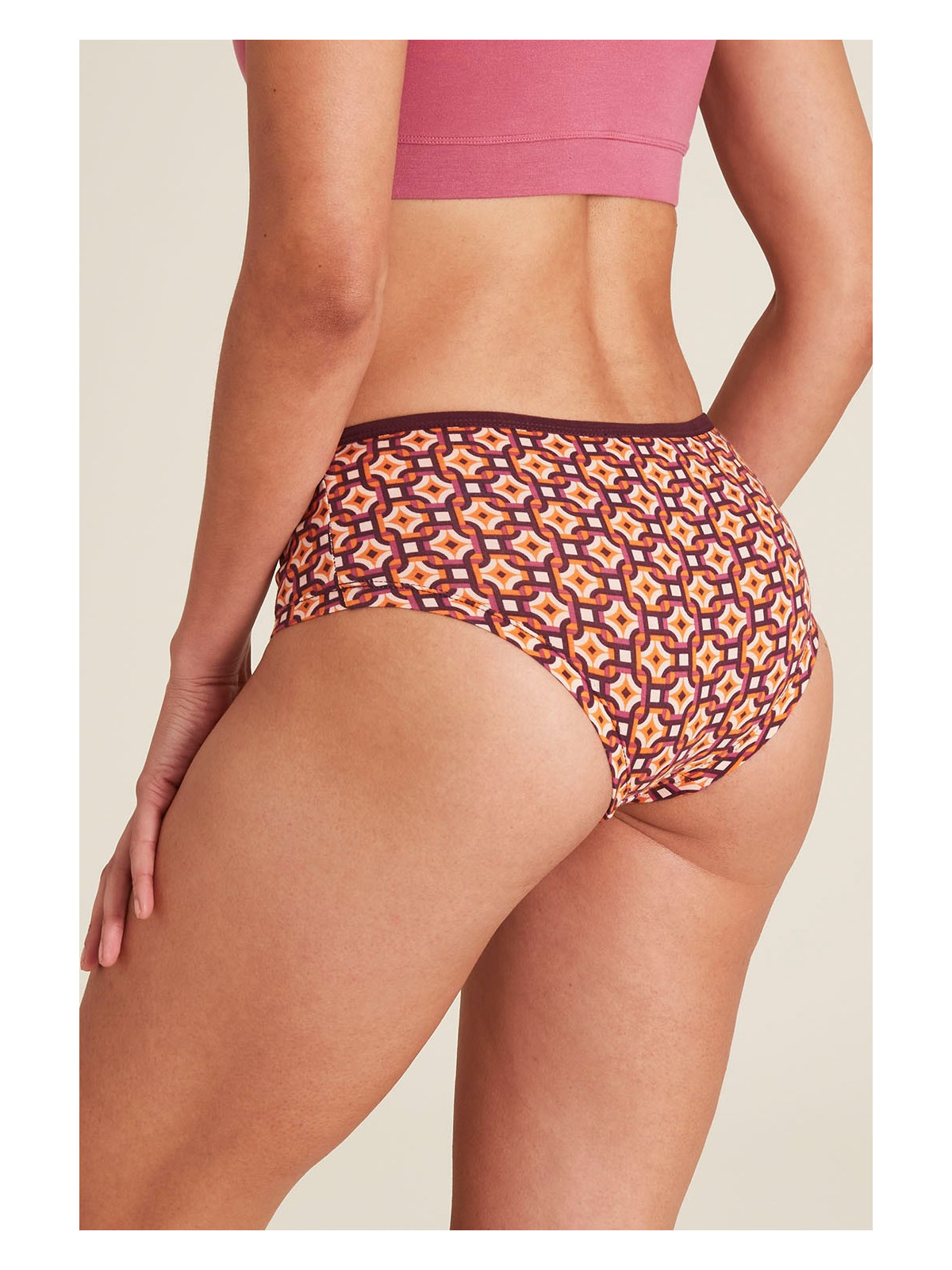 panty femme imprimés vintages oranges et bordeaux