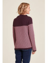 pull col montant avec lien violet uni en haut et rayé en bas