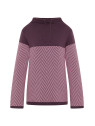 pull col montant avec lien violet uni en haut et rayé en bas