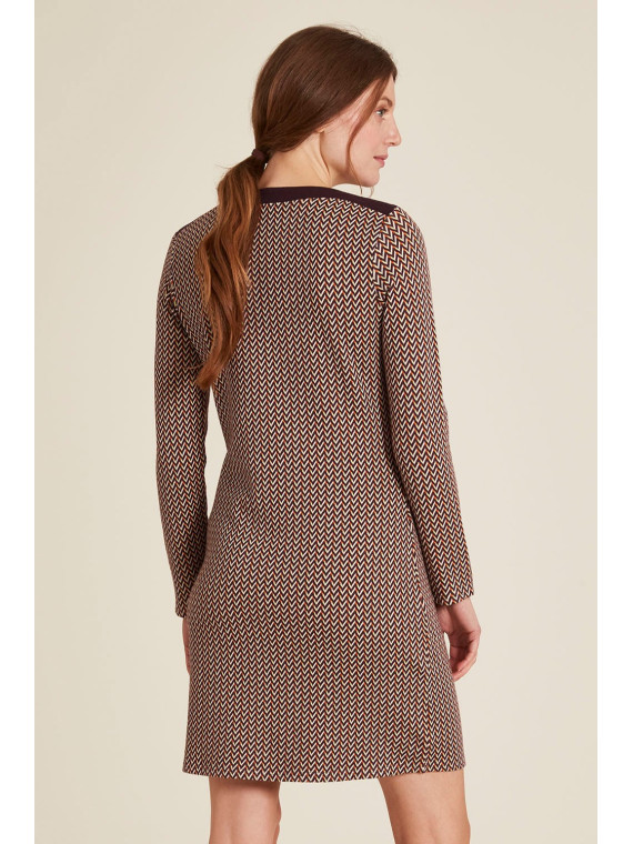 robe col bateau longueur genou motifs vintage