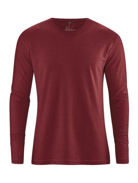 tee-shirt manches longues col rond pour homme en chanvre et coton bio bordeaux
