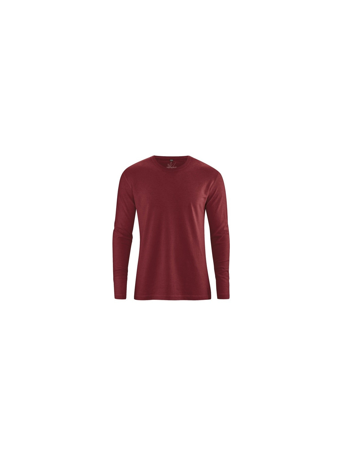 tee-shirt manches longues col rond pour homme en chanvre et coton bio bordeaux