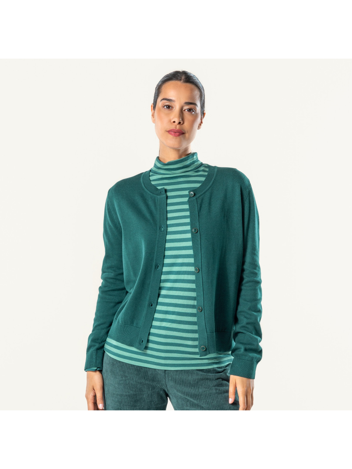 gilet fin en coton coupe droite vert foncé