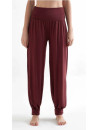 pantalon de yoga bordeaux ample resserré en bas ceinture rabattable