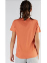 tee-shirt col rond large orange couture au milieu du dos