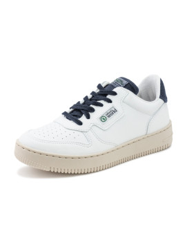 baskets blanches avec lacets et arrière marine