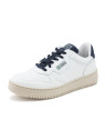 baskets blanches avec lacets et arrière marine