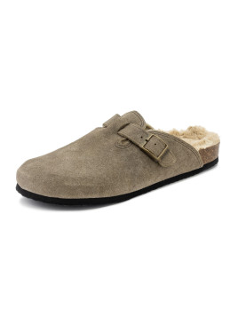 chaussons mules beige fourrure intérieure