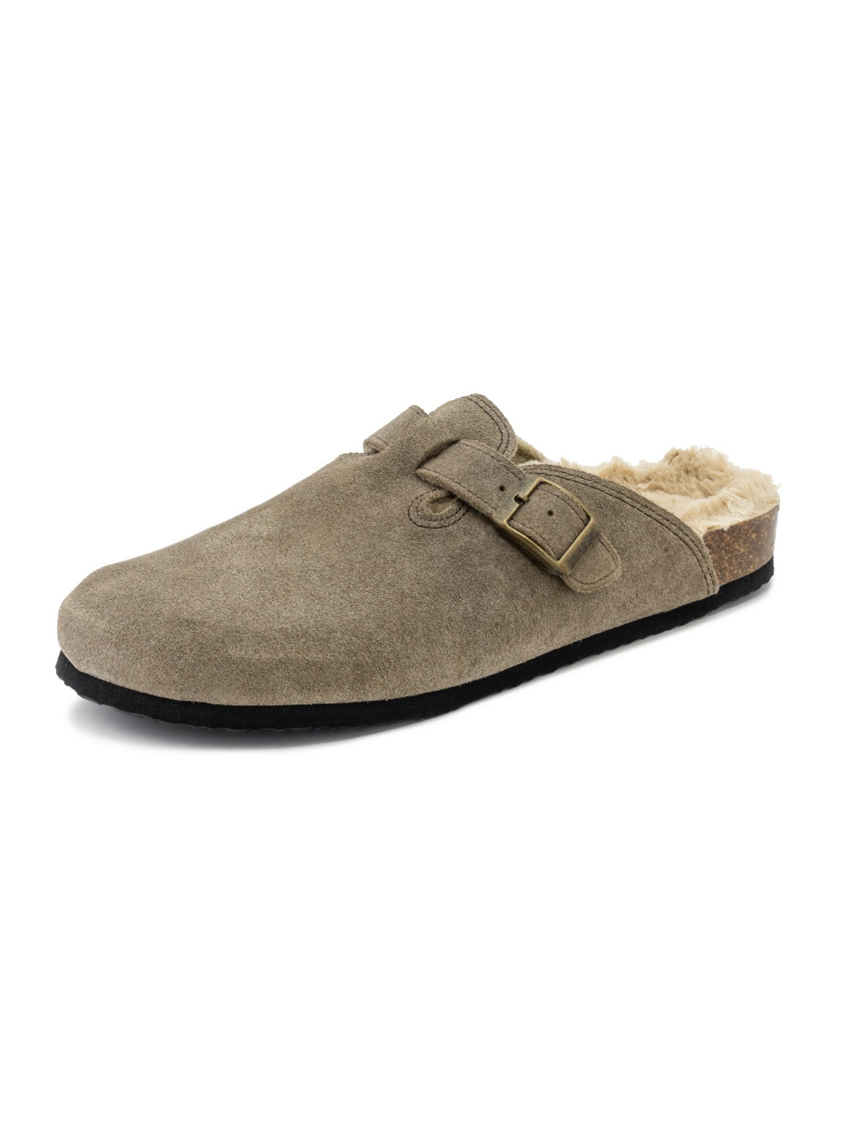 chaussons mules beige fourrure intérieure