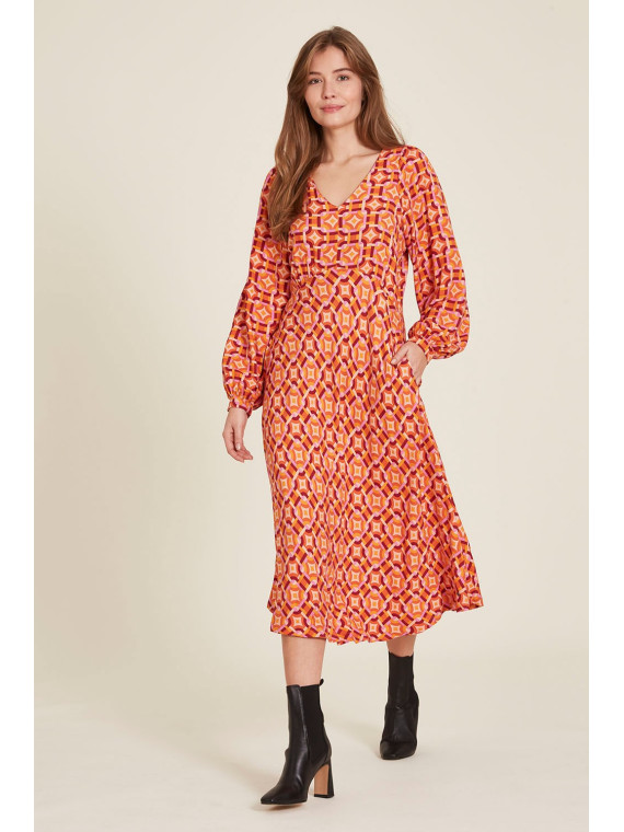 robe chemisier écovéro motifs vintage oranges