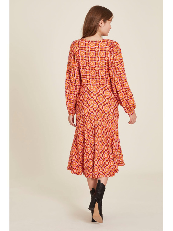 robe chemisier écovéro motifs vintage oranges