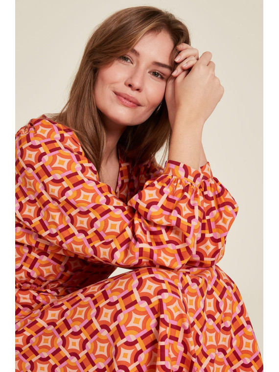 robe chemisier écovéro motifs vintage oranges