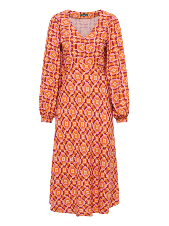 robe chemisier écovéro motifs vintage oranges