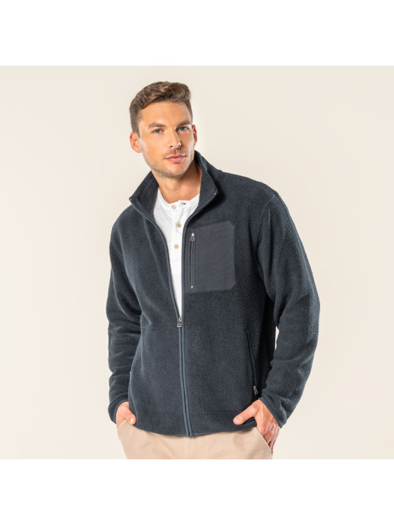 veste polaire homme noire poche sur la poitrine