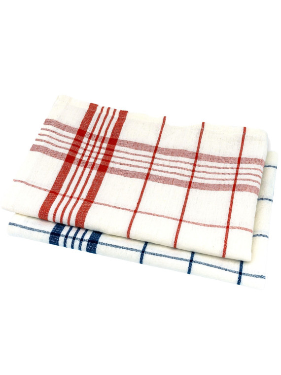 torchons à carreaux 1 bleu 1 rouge
