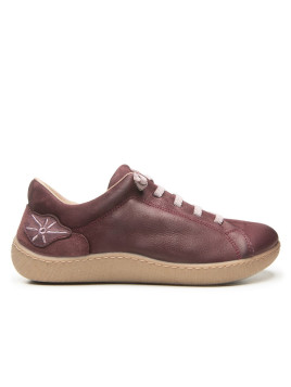 chaussures en cuir aubergine lacets élastiques soleil sur le côté
