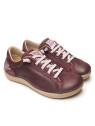 chaussures en cuir aubergine lacets élastiques soleil sur le côté