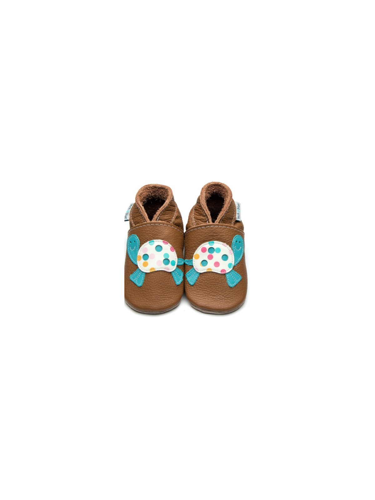Chaussons "Tortue" Souples en Cuir pour Bébés et Enfants - Inch Blue
