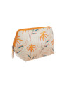 trousse cosmétique beige avec motifs fleurs orange
