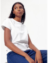 tee-shirt femme col rond manches courtes blanc