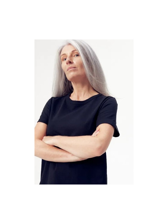 tee-shirt femme col rond manches courtes noir