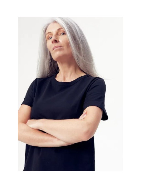 tee-shirt femme col rond manches courtes noir