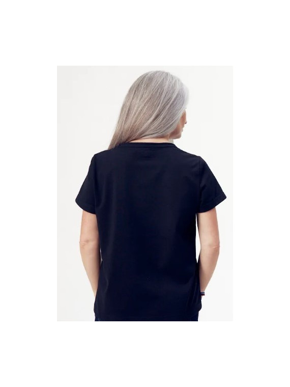 tee-shirt femme col rond manches courtes noir