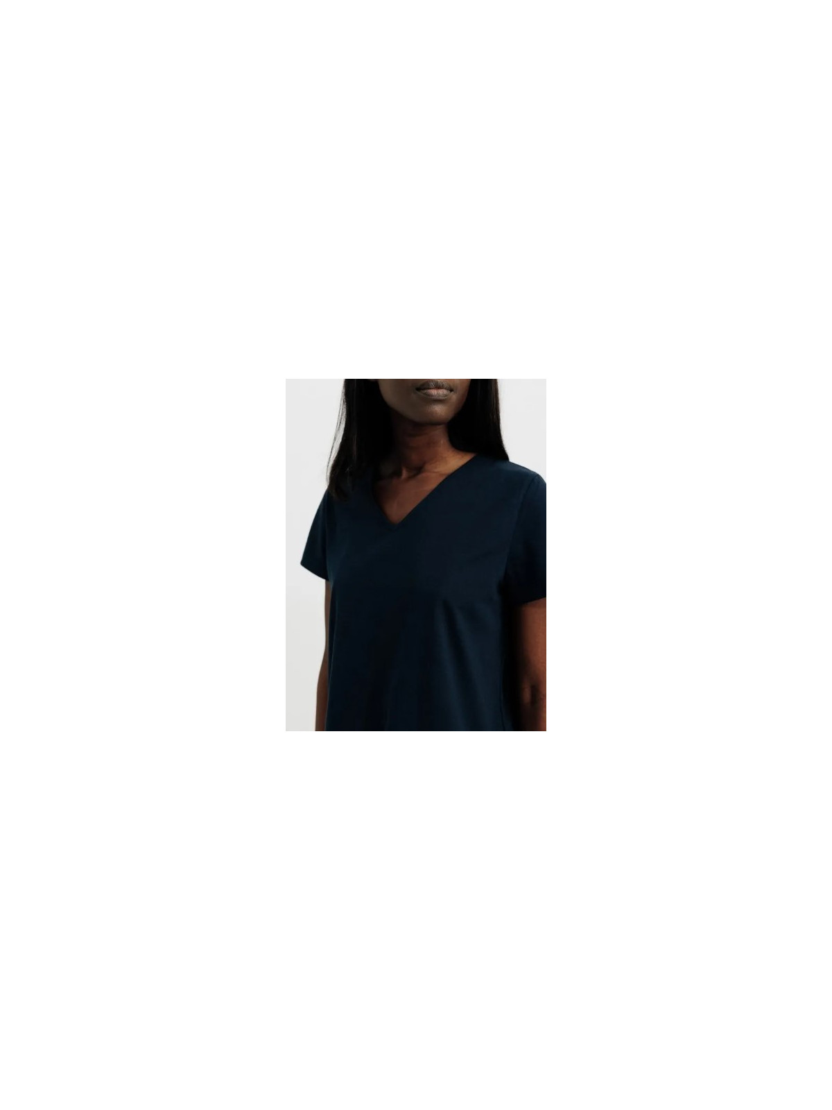 tee-shirt femme col V manches courtes bleu marine