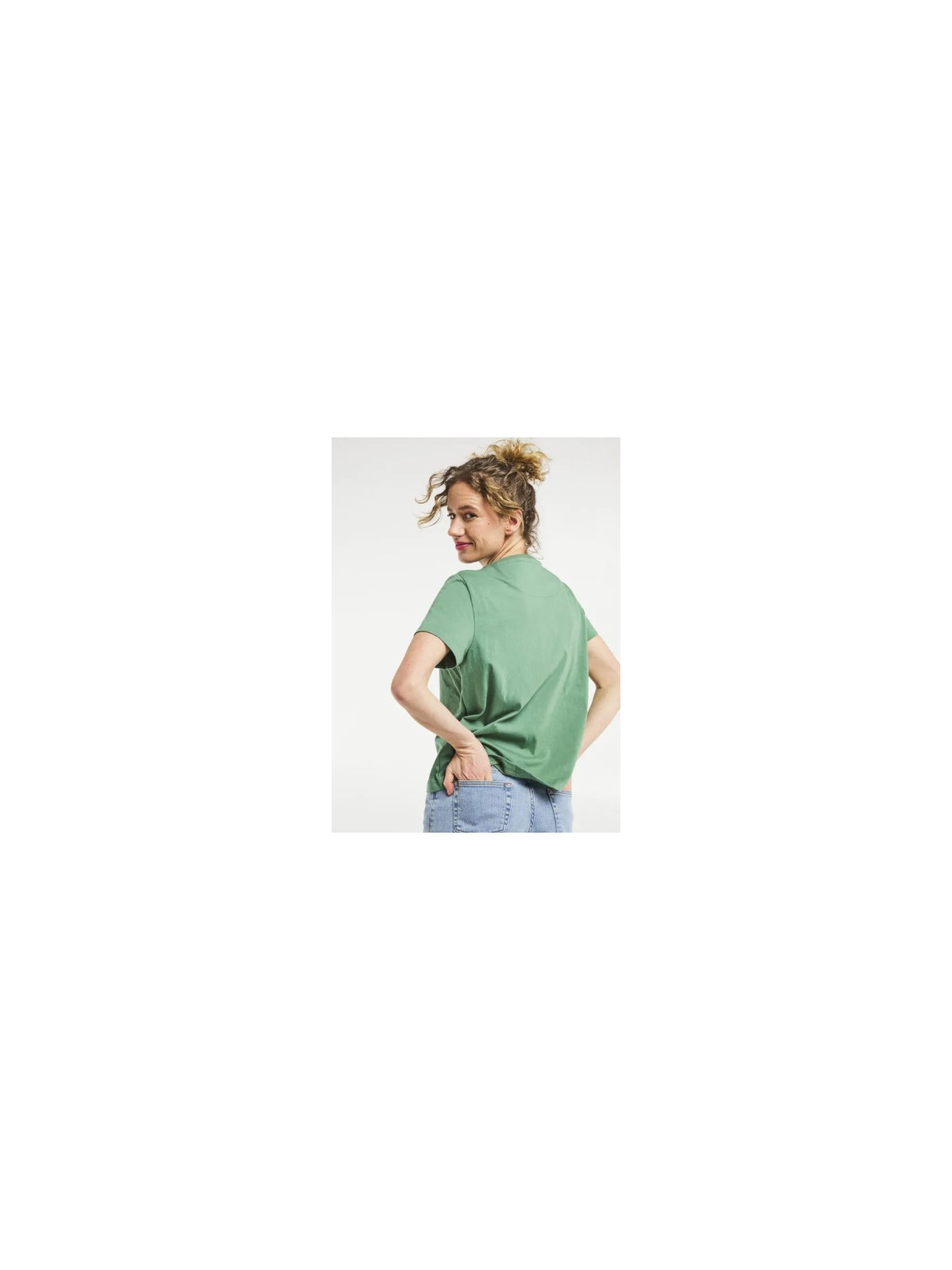 tee-shirt vert bouteille col rond